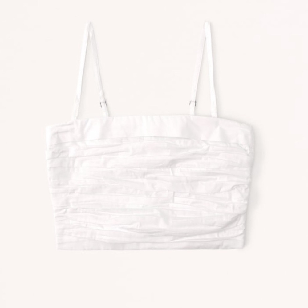 A&F Strapless Poplin Ruched Top White - Picture 2 of 4